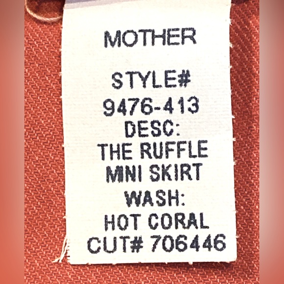 NWT MOTHER Red Ruffle Asymmetric Mini Denim Skirt- Sz 12 US - Picture 7 of 10